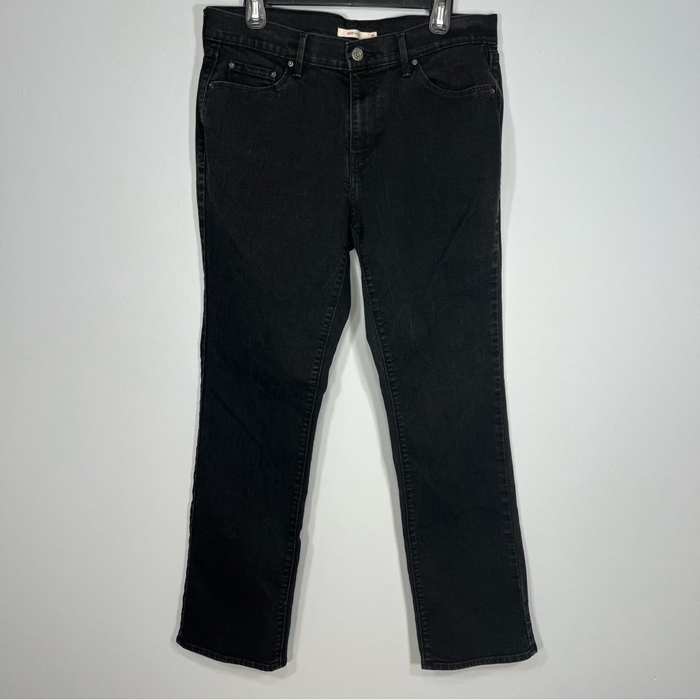 Levis 505 Jeans Womens 31 Black Straight Leg High Rise Denim Pants Casual